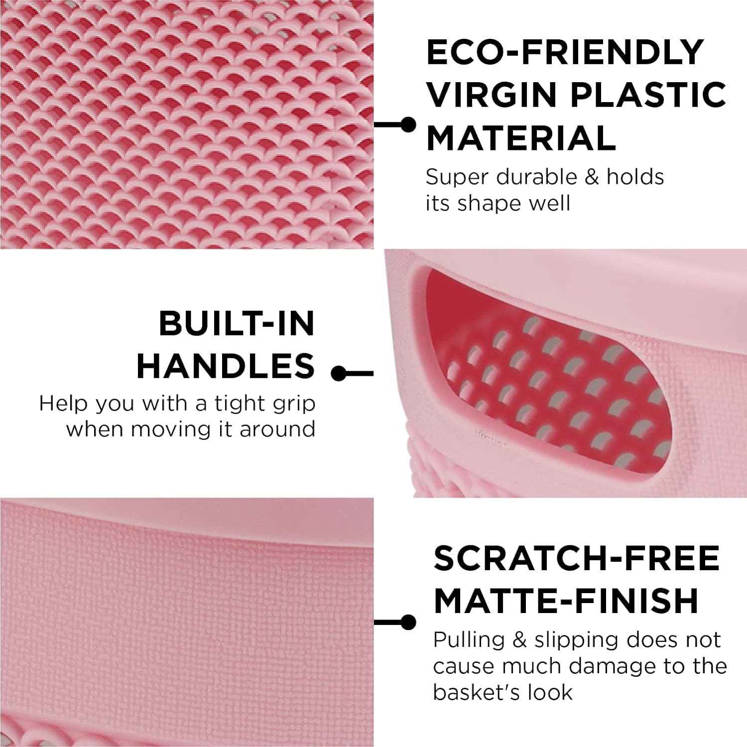 Oliveware Bingo Basket BPA Free Stackable Storage Organisers With Lids, For Clothes, Toys, Stationary, Set of 2B - 5.2 Litere (Pink)