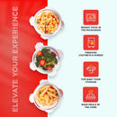 SOPL-OLIVEWARE Pebble Round Glassware Lunch Box, Borosilicate Glass, Leak Proof & Microwave Safe, 3 Containers (400ml) with BPA Free Lids - Red