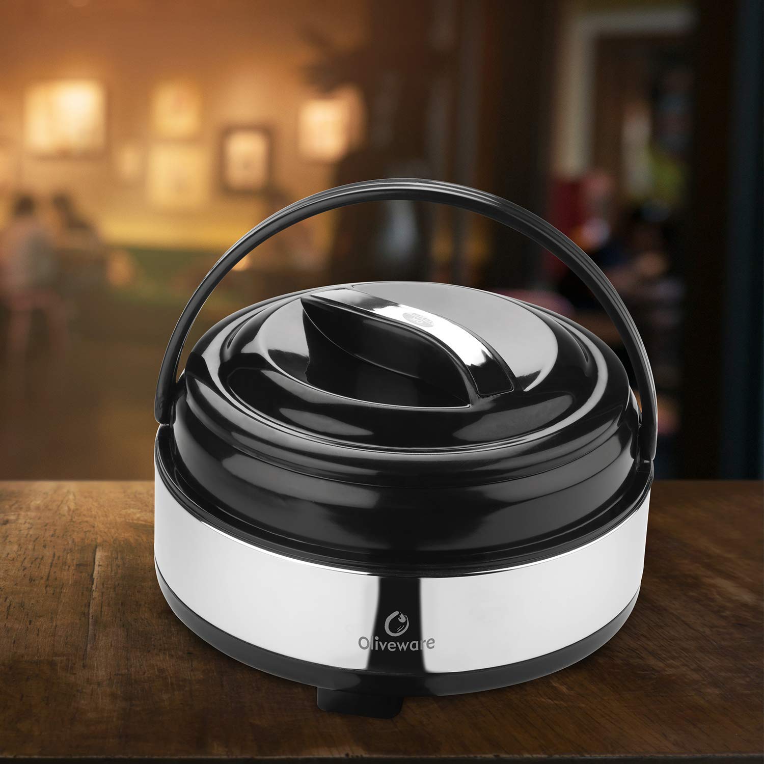 Oliveware Supremo Casseroless Thermosteel & Double Wall Insulation (2000 ml) with Insulated Lid Keep Food Hot, Stainless Steel with Carry Handle