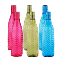 oliveware Premium Mosaic Range Plastic Water Bottle, 1L, Set of 6, Multicolour