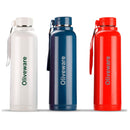 Oliveware Aura Insulated Stainless Steel Bottle | Pack of 3 - Blue, White & Red | Keep Hot & Cold for Long Hours | Fits Bags & Fridge | Strap for Easy Carry - 690ml