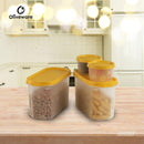 Oliveware Modular Storage Containers, BPA Free, For Pulses, Rice, Dal, Atta & Flour, Set of 4 (2x1800ml, 2x180ml) - Yellow