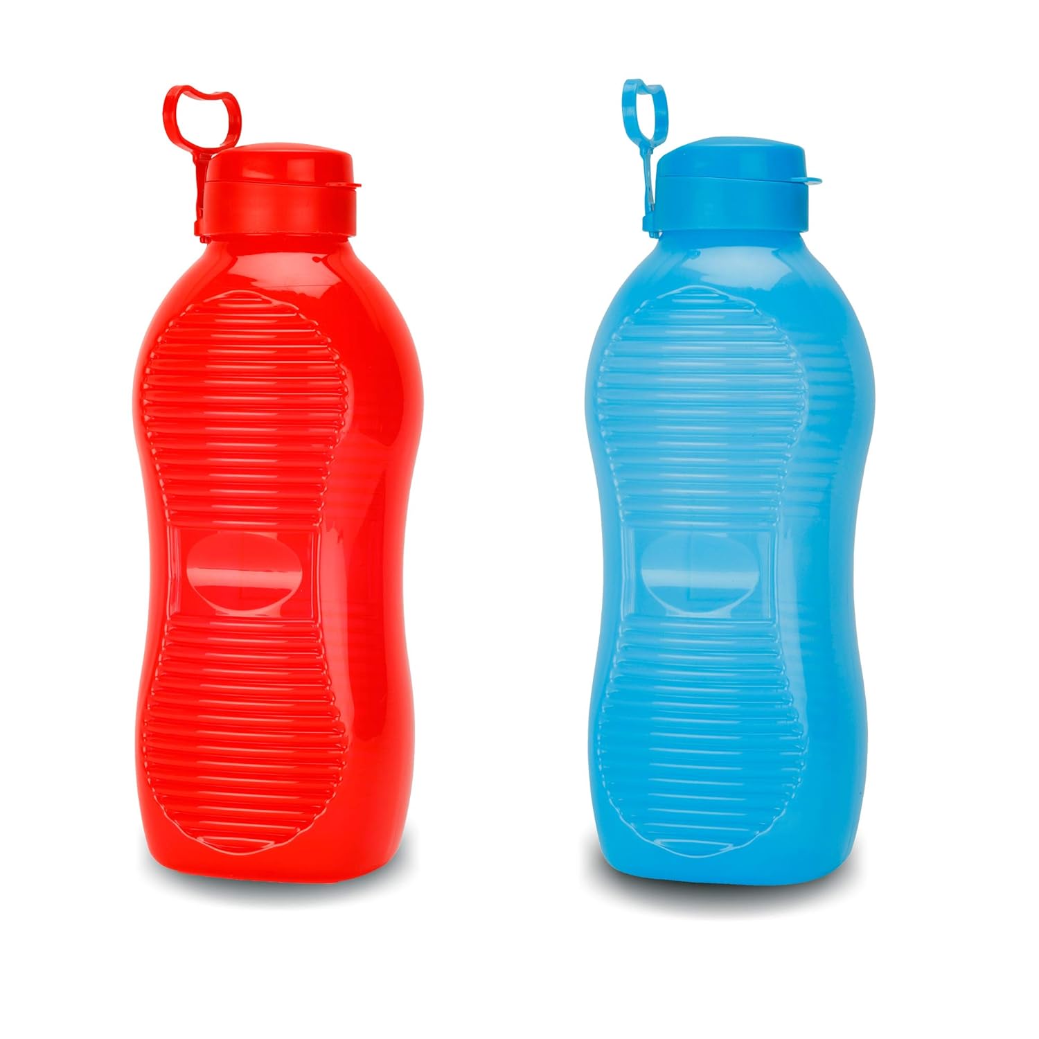 oliveware King Plastic Water Bottle, 2L, Set of 2, Red And Blue