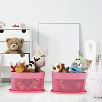 Oliveware Bingo Basket BPA Free Stackable Storage Organisers With Lids, For Clothes, Toys, Stationary, Set of 2B - 5.2 Litere (Pink)
