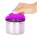 oliveware Magic Storage Containers, 100% Leak Proof and Spill Proof, 2 Stainless Steel Containers with BPA Free Airtight Lid (600ml Each) - Voilet