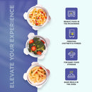 SOPL-OLIVEWARE Innox Glassware Lunchbox, Borosilicate Glass Containers, Microwave Safe & Leak Proof, 3 Containers with BPA Free Airtight Lid (400ml) Each - Blue