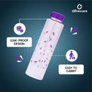 oliveware Elegant Range Premium PET Water Bottle With Better Grip, BPA Free & 100% Leak Proof, 1 Litre Bottle, For Home & Office Use, Pack of 6 - (Voilet)