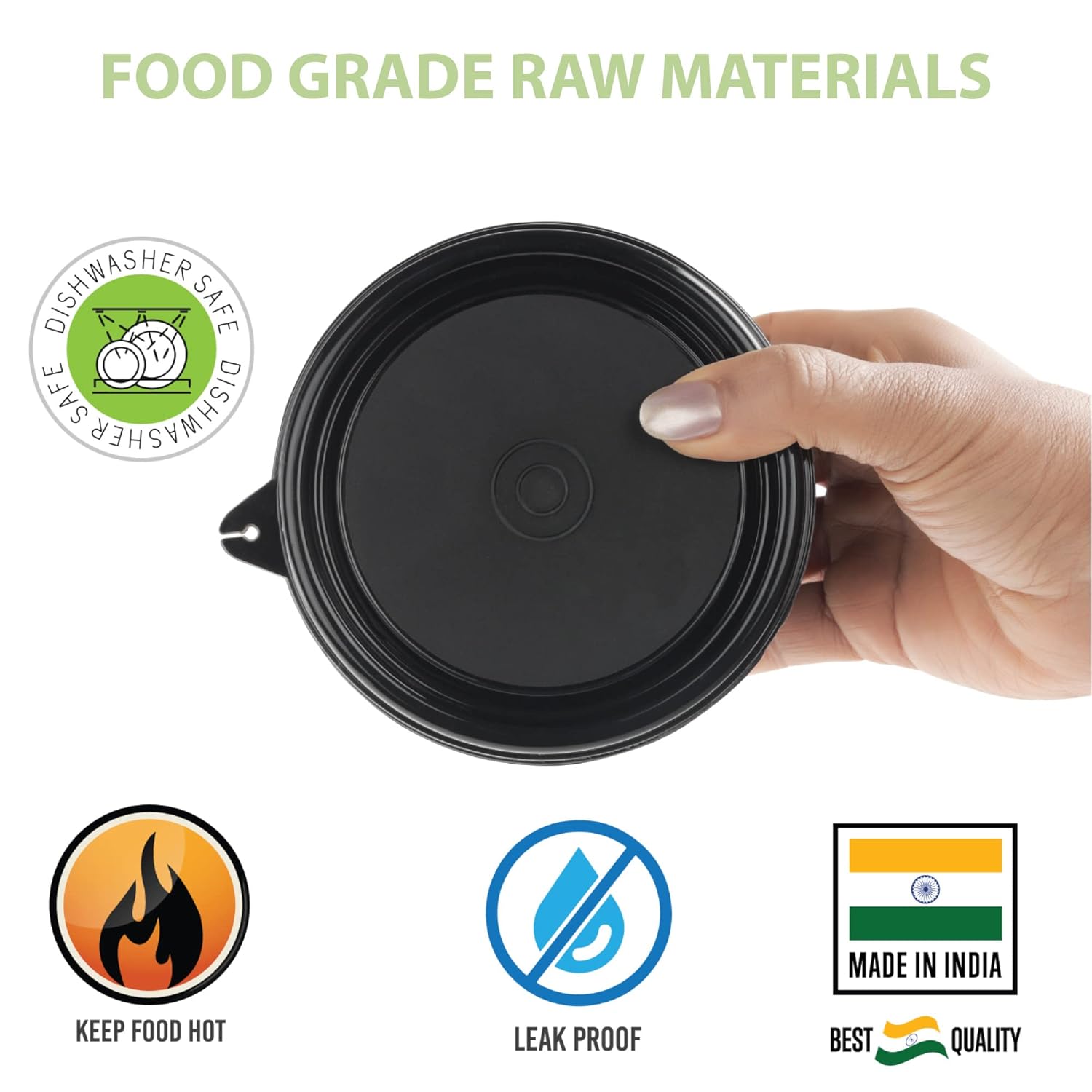 oliveware SOPL (logo) with Device Benny Containers with BPA Free Airtight Lid, Inside Steel Container, Microwave Safe & Leak Proof, Home & Office Use, Set of 2 (450ml) - Black, Stainless Steel