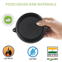 oliveware SOPL (logo) with Device Benny Containers with BPA Free Airtight Lid, Inside Steel Container, Microwave Safe & Leak Proof, Home & Office Use, Set of 2 (450ml) - Black, Stainless Steel