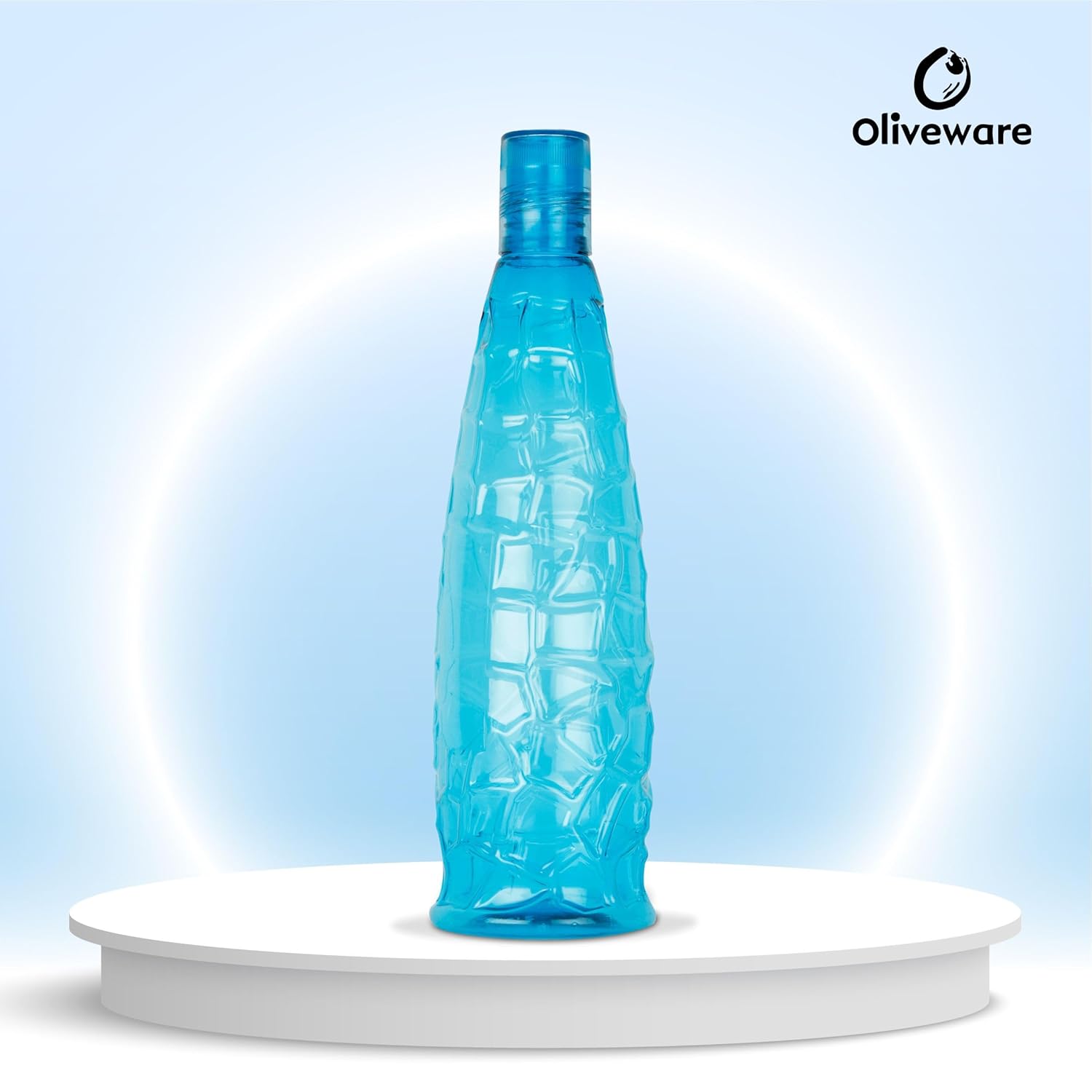 oliveware Stunning Range Premium PET Water Bottle With Better Grip, BPA Free & 100% Leak Proof, 1 Litre Bottle, For Home & Office Use, Pack of 3 - Blue