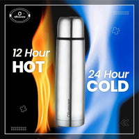 SOPL-OLIVEWARE Haze Vacuum Double Wall Bottle, Stainless Steel (750ml), Hot & Cold, Insulated Bottle, Fit for Indoor & Outdoors - Silver