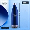 SOPL-OLIVEWARE Sigma Vacuum Double Wall Bottle, Stainless Steel, Hot & Cold, Insulated Bottle, Fit for Indoor & Outdoors (500ml, Blue)
