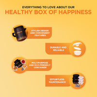 SOPL-OLIVEWARE Dazzle Glassware Round Lunchbox | with Napkin & Steel Spoon | Borosilicate Glass | Microwave Proof | Set of 3 (400ml)