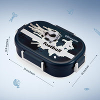 Oliveware Snacky Kids Lunch Box, Stainless Steel in 700ml Include Sabzi Container(180ml) & Steel Spoon, Food Grade BPA Free, Leak Proof & Colourful Designs (BlueFire)