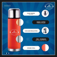 SOPL-OLIVEWARE Haze Vacuum Double Wall Bottle, Stainless Steel (750ml), Hot & Cold, Insulated Bottle, Fit for Indoor & Outdoors - Orange