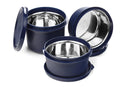 SOPL-OLIVEWARE Amber Lunch Box, Microwave Safe & Leak Proof, 3 Inside Steel Containers with BPA Free Lids (2 * 450ml & 600ml), Fabric Bag - Blue