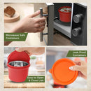 oliveware SOPL (logo) with Device Benny Microwave Containers with BPA Free Airtight Lid, Leak Proof, 3 Inner Steel Container (290 ml, 450 ml & 600 ml), Home & Office Use - Orange