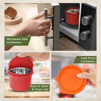 oliveware SOPL (logo) with Device Benny Microwave Containers with BPA Free Airtight Lid, Leak Proof, 3 Inner Steel Container (290 ml, 450 ml & 600 ml), Home & Office Use - Orange