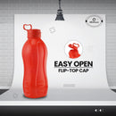 oliveware Jumbo 2 Litre Water Bottle, 100% Leak Proof, BPA Free Premium Plastic Bottle, for Home, Office & Gym, Sturdy with Holder, Pack of 2 (Red)