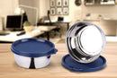 oliveware with Device Elegant Storage Containers, 100% Leak Proof & Spill Proof, 2 Stainless Steel Containers with BPA free Airtight Lid (250 ml Each) - Blue