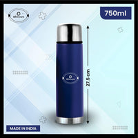 SOPL-OLIVEWARE Haze Vacuum Double Wall Bottle, Stainless Steel (750ml), Hot & Cold, Insulated Bottle, Fit for Indoor & Outdoors - Matt Blue
