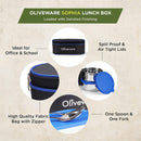 SOPL-OLIVEWARE Sophia Stainless Steel Lunch Box, Spoon & Fork, 100% Leak Proof, 3 Container with BPA Free Lid (350ml, 350ml, 550ml), Insulated Fabric Bag - Blue