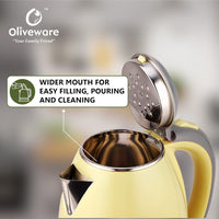 Elegant Electric Kettle by Oliveware, 1.8 Litre, 360 degree Rotation, Heat Protection Handle, Automatic Power off - (Green, 1800 ml)