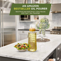 Oliveware Oil Dispenser | Easy to Pour | Leak-Proof | Oil Container Transparent | Pack of 2 | 1000ml + 500ml | Anti Skid & No Spill Bottle (Yellow Combo)