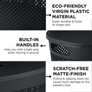 oliveware Bingo Basket Stackable Storage Organiser with Lids for Clothes & Toys, BPA Free Plastic, Set of 2 Small - 3.4L Each (Black)