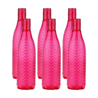 oliveware Premium Mosaic Range Plastic Water Bottle, 1L, Set of 6, Pink