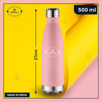 SOPL-OLIVEWARE Sigma Vacuum Double Wall Bottle, Stainless Steel, Hot & Cold, Insulated Bottle, Fit for Indoor & Outdoors (500 Ml, Pink)