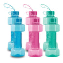 oliveware Plastic Dumbbell Water Bottle With Carry Strap, 750ml, Set of 6, Multicolour
