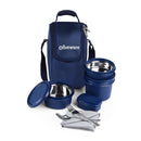 SOPL-OLIVEWARE Executive Lunch Box Series, Microwave Safe & Leak Proof, 3 Inside Steel Container with BPA Free Airtight Lid (290ml, 450ml & 600ml), Plastic Pickle Box (130ml), Steel Cutlery - Blue