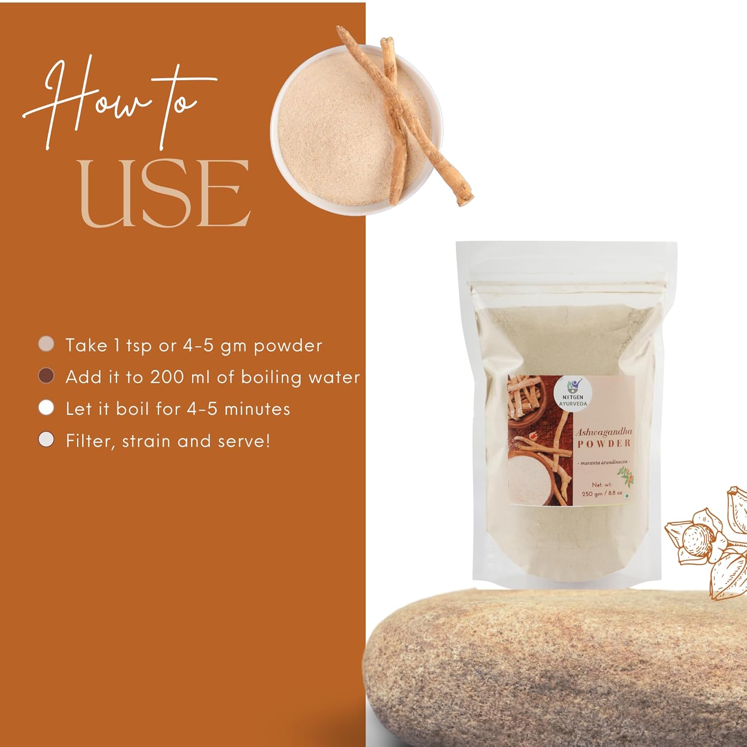 Nxtgen Ayurveda Ashwagandha Powder | 250 gm | Withania Somnifera