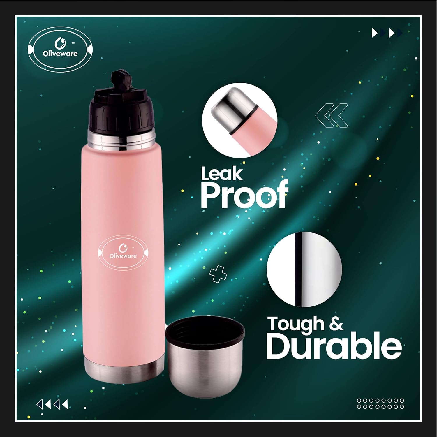 SOPL-OLIVEWARE Spyker Vacuum Double Wall Flask Bottle, Stainless Steel (500ml), Hot & Cold, Insulated Bottle, Fit for Indoor & Outdoors - Pink