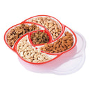 Oliveware Elegant Plastic Dry Fruit Tray with Airtight Lid, BPA Free, 5 Compartments (4x160 ml,1x100 ml), for Snacks and Dry Fruits - Red