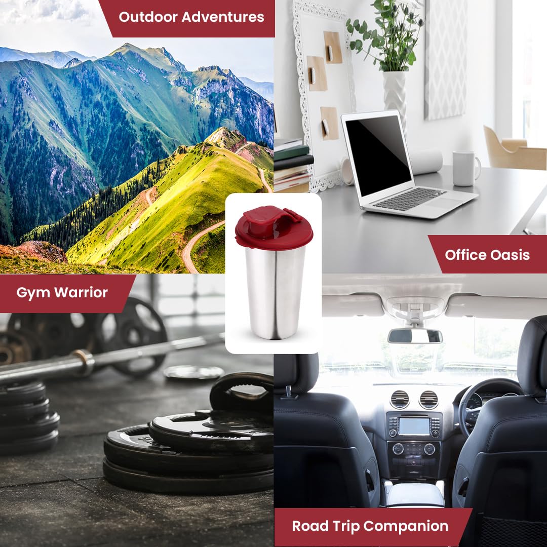 SOPL-OLIVEWARE Fancy Stainless Steel Tumbler with Lid (Mahroon)