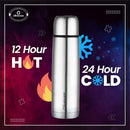 SOPL-OLIVEWARE Spyker Vacuum Double Wall Flask Bottle, Stainless Steel (500ml), Hot & Cold, Insulated Bottle, Fit for Indoor & Outdoors - Silver