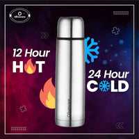 SOPL-OLIVEWARE Spyker Vacuum Double Wall Flask Bottle, Stainless Steel (500ml), Hot & Cold, Insulated Bottle, Fit for Indoor & Outdoors - Silver