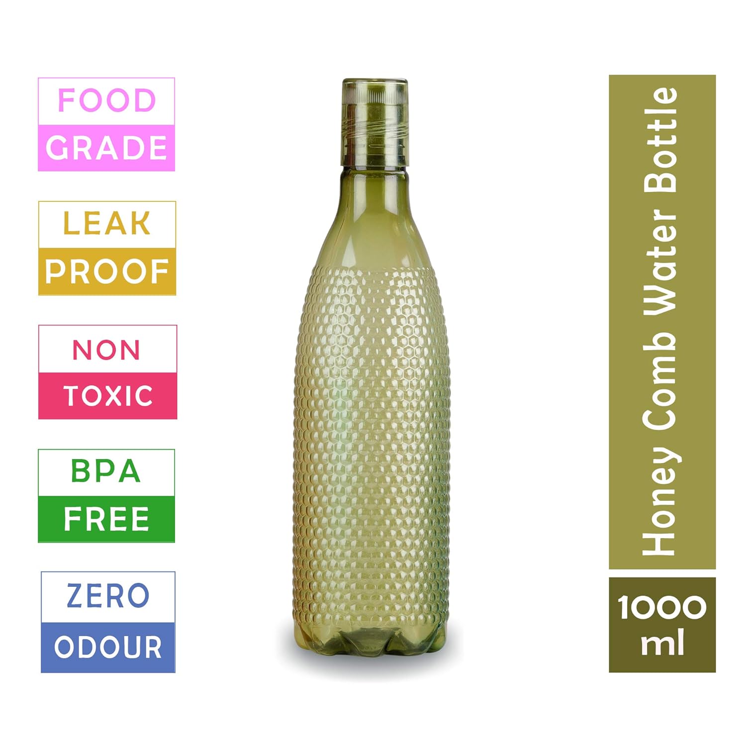 oliveware Premium Plastic Water Bottle, 1000ML, 2L, Set of 2, Green And Red Mix