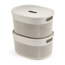 Oliveware Bingo Basket Stackable Storage Organiser With Lids For Clothes & Toys, BPA Free, Set of 2 Small - 3.4L Each (Grey, Plastic)