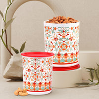 Oliveware Pasha Plastic Containers | BPA Free | For Rice, Dal, Atta & Flour | Set of 3 | Stackable Containers (2200ml, 1350ml & 850ml) (Red)