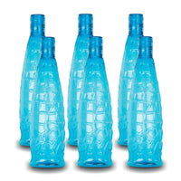 oliveware Stunning Range Premium PET Water Bottle With Better Grip, BPA Free & 100% Leak Proof, 1 Litre Bottle, For Home & Office Use, Pack of 6 - Blue