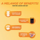 SOPL-OLIVEWARE Pablo Glassware Lunchbox, Napkin & Steel Spoon, Borosilicate Glass & Microwave Proof, 3 Container (320ml), Safety Lock Airtight Square Tiffin Storage Container- Blk_Org