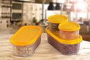 Oliveware Modular Storage Containers with Airtight Lid, BPA Free, For Pulses, Rice, Dal & Atta, Set of 4 (2x600ml, 2x180ml) - Yellow
