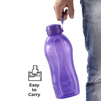 Oliveware Premium Plastic Water Bottle, 1000ML, 2L, Set of 2, Green And Purple Mix
