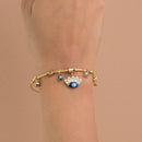 Gold Evil Eye Magnetic Charms Bracelet |Stainless Steel , Hypo-allergenic & waterproof bracelet