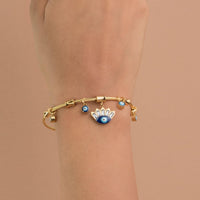 Gold Evil Eye Magnetic Charms Bracelet |Stainless Steel , Hypo-allergenic & waterproof bracelet