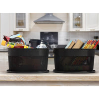 oliveware Black Bingo Basket BPA Free Stackable Storage Containers with Lids for Clothes & Toys, Set of 2-1 Big (5.2 L) +1 Small (3.4 L) plastic