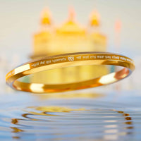 Gold Ik Onkar Satnam Mantra MicroCarved Punjabi Kada Stainless Kada For Everyday Wear | Gloss Finish